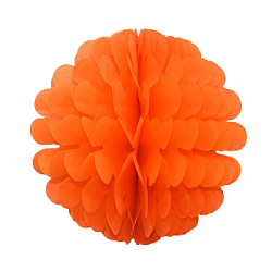 Бумажное украшение Цветочный шар-соты 25 см, оранжевый