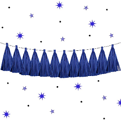 Гирлянда тассел 12 кисточек по 10 листов, темно-синий