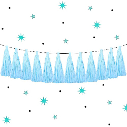 Гирлянда тассел 12 кисточек по 10 листов, голубой