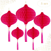 Бумажное украшение Шары-соты с кисточкой НАБОР 5 шт, малиновый